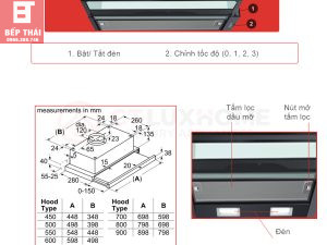 Hút mùi Bosch DFT63CA61B 310 m³/h