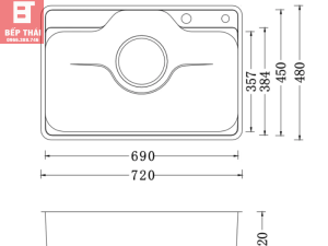 Chậu Rửa Bát Nobinox LIKEN NL724D 720×480×220, inox 304